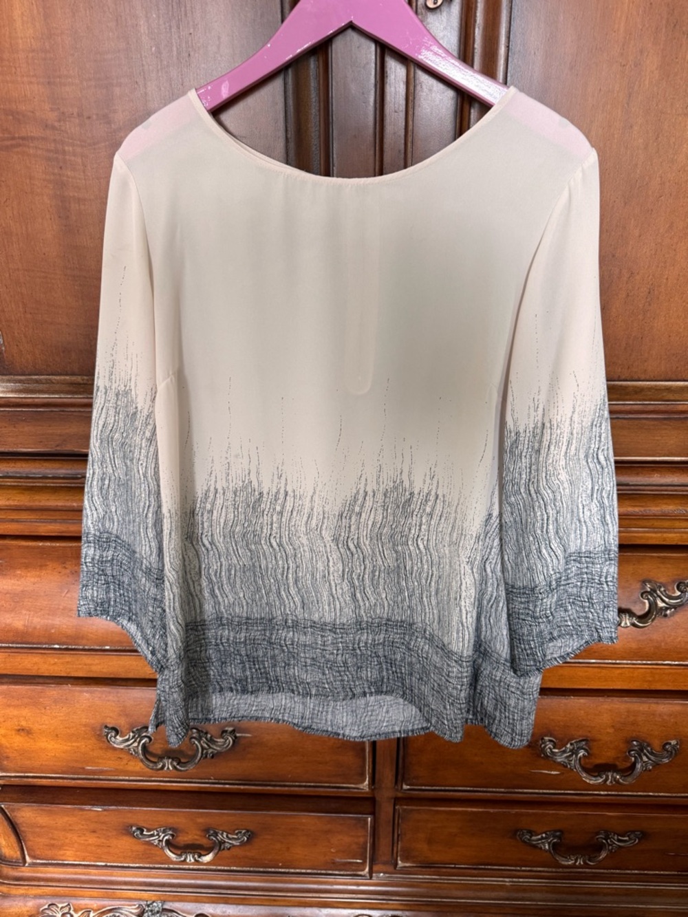 MIchael Kors Women's Cream Black Ombre Top